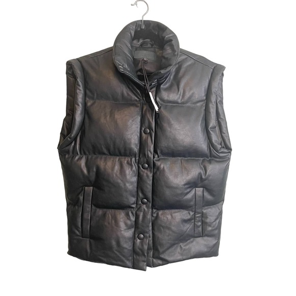 Blank NYC green Quilted Puffer Vest vegan leather womens Size XS - Picture 3 of 11
